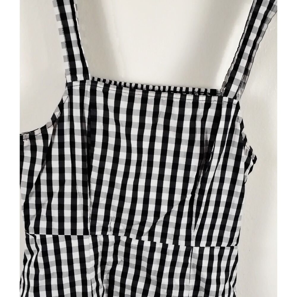 Ava Black White Gingham Sleeveless Dress Pockets Side zip 25 in Length - Picture 10 of 11